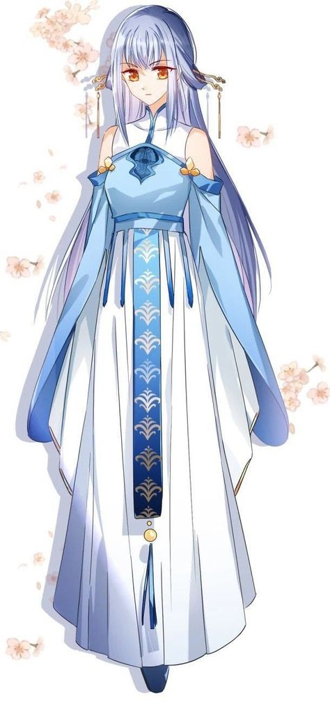 C Anime, Anime Kimono, Chinese Cartoon, Blue Kimono, Fashion Drawing Dresses, Blue Anime, Asian Design, Dress Design Sketches, Anime Dress