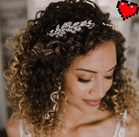 Vogue Bridal, Curly Bridal Hair, Wedding Headbands, Natural Hair Wedding, Wedding Hair Headband, Curly Wedding Hair, Hairdos For Curly Hair, Natural Curls Hairstyles, Long Natural Hair