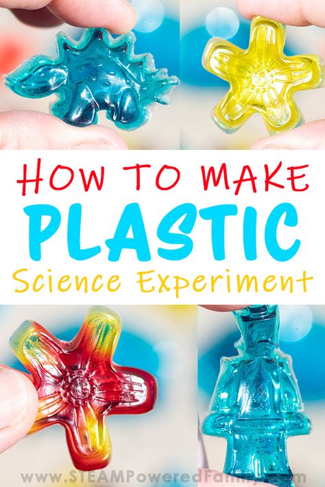 A Bioplastic DIY science project that is a great follow up to our experiment on how to make plastic from milk. Learn how to make plastic that is shiny, clear and hard with recipe items from your pantry. This bioplastics project is a fantastic science experiment for kids. #MakePlastic #PlasticScience #PlasticExperiment #PlasticScienceProject #bioplastic #bioplastics via @steampoweredfam Diy Science Projects, Science Experiment For Kids, Experiment For Kids, Experiments Kids, Science Camp, Children Crafts, Science Club, Science Crafts, Scientific Experiment