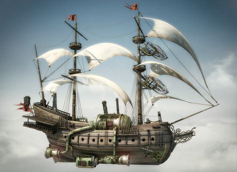 Sci Fi Steampunk  Wallpaper Steampunk Wallpaper, Steampunk Ship, Flying Ship, Steampunk Vehicle, Steampunk Airship, Steampunk Pirate, Art Steampunk, Steampunk Art, A Ship