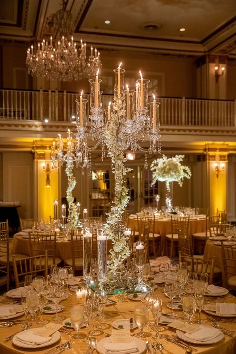 Candleabras Wedding, Candleabra Wedding, Crystal Candelabra Wedding Centerpieces, Candelabra Wedding Centerpieces, Tall Centerpiece, Creative Centerpieces, Candelabra Centerpiece, Lighted Centerpieces, Crystal Candelabra