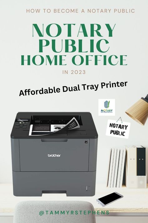 Brothers dual tray printer great for your new notary public home office and great for your new loan signing career! get this today while supplies last. Notary Home Office, Notary Office Decor, Notary Marketing Gift Ideas, Notary Office, Become A Notary, Notary Public Business, Notary Signing Agent, Mobile Notary, Bookkeeping Business