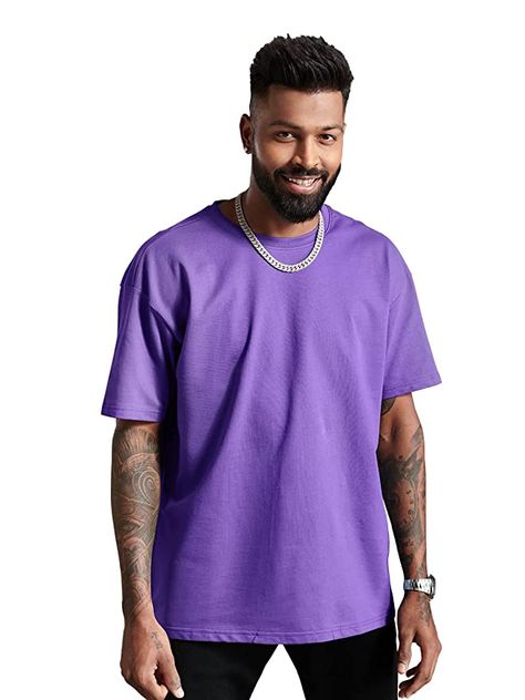 The Souled Store Men Deep Purple Solid Oversized T-Shirts Oversized Tshirt Outfit Men, Purple Tshirt, Oversize Tshirt Outfits, Outfit Oversize, Company Design, Tshirt Outfit, Oversized T Shirts, Purple Outfits, Purple Guy