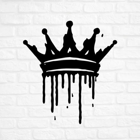 Black King Crown, King Crown Drawing, Dripping Paint Art, Crown Stencil, Tiki Tattoo, Crown Illustration, Lion Tattoo Sleeves, Crown Drawing, Crown Svg