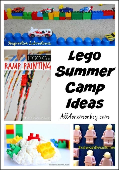 Ideas for creating your own Lego summer camp! Summer Camp Ideas For Kids, Camp Ideas For Kids, Summer Camp Ideas, Summer Camping Ideas, Preschool Summer Camp, Lego Learning, Lego Camp, Summer Camp Themes, Lego Theme