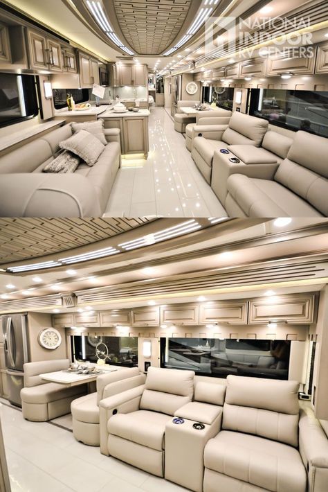 Motor Coaches Luxury Rv, Custom Rv Motorhome, Rv Bus Luxury Rv, Beautiful Rv Interior, Newmar Rv Motorhome, Luxury Caravan Interior, Luxury Motorhomes Interiors, Rv Glamping Ideas, Luxury Bus Interior