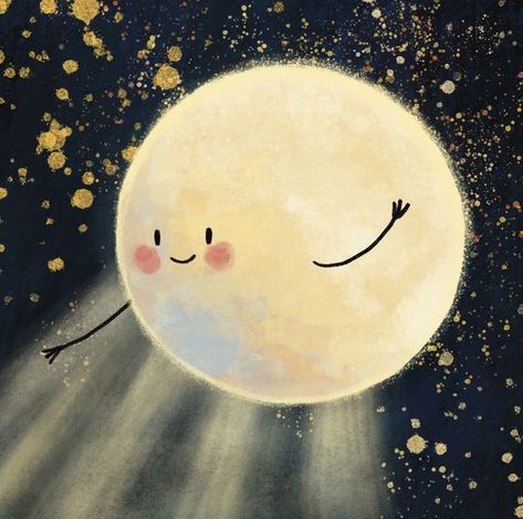 Happy Moon by Tilia Rand-Bell Cute Moon Illustration, Moon Illustration Art, Cartoon Moon, Moon Cute, Moon Cartoon, Slaap Lekker, Moon Drawing, Moon Illustration, Good Night Moon