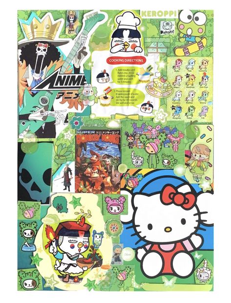 #sketchbook #hellokitty #junkjournal yo ho ho ho Hello Kitty Sketchbook, Green Page, Stationary Craft, Ho Ho Ho, Junk Journal, Sketch Book, Hello Kitty, Kitty, Green