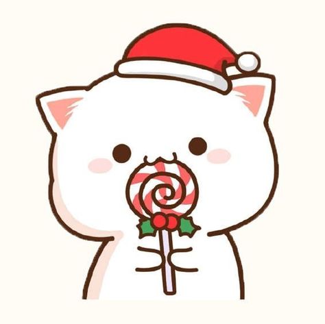 Cute Mochi Cats 💛|| Cute Wallpapers Kawaii Christmas Doodles, Cute Christmas Cat Drawing, Couple Profile Pic, Mochi Cats, Gif Kawaii, Chibi Christmas, Couples Pfp, Lollipop Christmas, Pfp Christmas