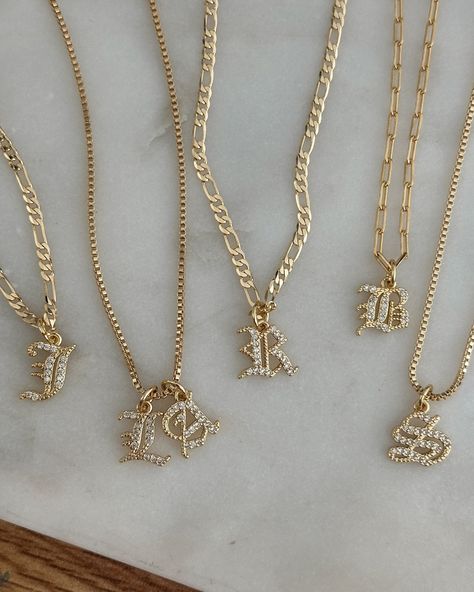 ✨ This is your sign to treat yourself to an initial necklace—personalized just for you! 🌟 15% off your order today. Types Of Chains, Double Letters, Initial Letter Necklace, Initial Necklaces, Initial Letter, Necklace Personalized, Letter Necklace, Initial Letters, Old English