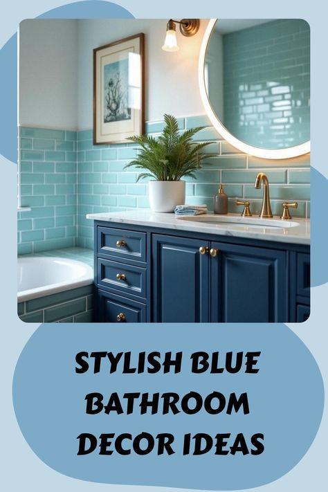 Stylish Blue Bathroom Decor Ideas Caribbean Theme Bathroom, Blue Green Bathroom Ideas, Teal Powder Room, Blue Bathroom Decor Ideas, Aqua Blue Bathroom, Blue Green Bathrooms, Light Blue Bathroom, Turquoise Bathroom, Navy Bathroom