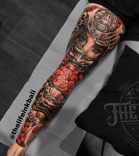 Well done full leg out side taken 7 hours style only in thelifeinkbali 💉💯 Please guys book you sport guy✅✅✅💪💪💪 Thanks for trusting… | Instagram Geisha Full Sleeve Tattoo, Japanese Fire Tattoo Design, Color Leg Sleeve Tattoo, Japanese Sleeves, Japanese Hand Tattoos, Samurai Tattoo Sleeve, Japanese Leg Tattoo, Back Of Leg Tattoos, Leg Sleeve Tattoos