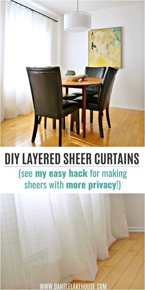 Click through for my DIY sheer curtains tutorial plus my clever HACK for making sheer curtains less sheer! I tried to figure out how to make sheer curtains not see through and found a way to create DIY sheers that are gauzy but more private: by making LAYERED SHEER curtains! It's so easy but I have some tips and tricks - plus you can see the different for yourself with before/after photos of my DIY sheer curtains ideas. Learn how to make DIY sheer curtains with my curtain sewing tutorial. Diy Sheer Curtains, Layering Curtains, Curtain Sewing, Curtain Tutorial, Sheet Curtains, My First Home, Apartment Studio, Curtains Ideas, Window Sheers