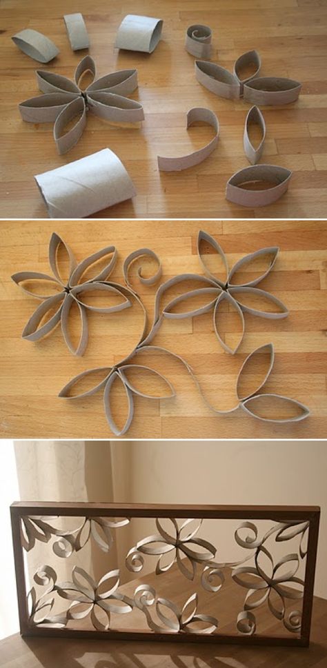 Toilet Paper Roll Art Crafts    Can you believe this is made of toilet paper rolls? Toilet Paper Roll Art, Rolled Paper Art, Toilet Paper Crafts, Craft Wall, Toilet Paper Rolls, Toilet Paper Roll Crafts, Paper Roll Crafts, Do It Yourself Crafts, Paper Rolls