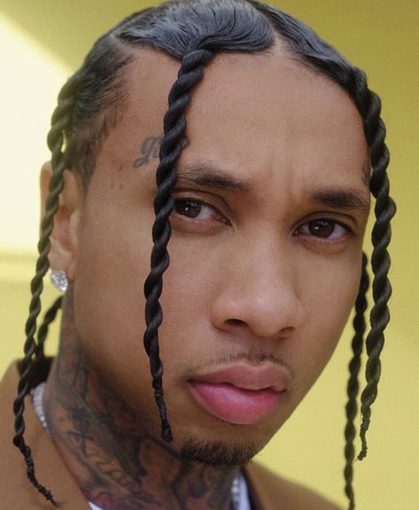 Tyga Braids, Tyga Hairstyles, Twisted Hairstyles, Cute Modeling Poses, Hairstyles For Black Men, Two Strand Twist Hairstyles, Twists Hairstyles, Two Strand Twists, Gold Skin