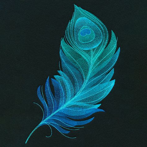 Exquisite Peacock Feather | Urban Threads: Unique and Awesome Embroidery Designs Feather Stitch Embroidery Design, Feather Stitch Embroidery, Urban Threads Embroidery, Freestanding Lace Embroidery, Feather Stitch, Urban Threads, Baby Quilt Patterns, Beautiful Tea, Applique Embroidery Designs