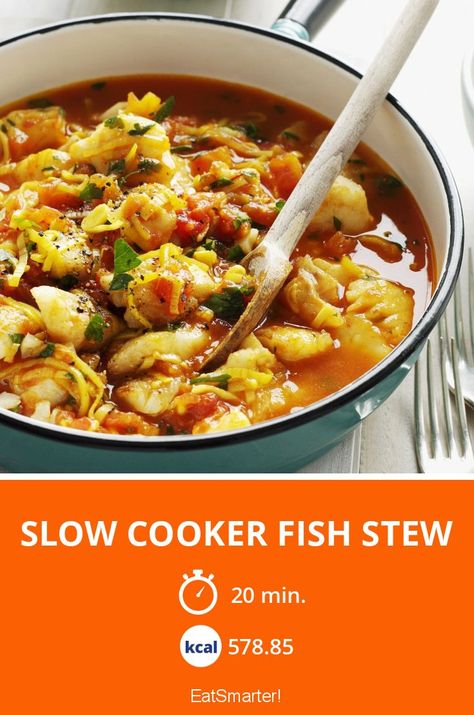 Crockpot Fish Stew, Fish Slow Cooker Recipes, Fish Crockpot Recipes, Crockpot Fish Recipes, Slow Cooker Fish, Slow Cooker Fish Recipes, Slow Cooker Seafood, Mediterranean Fish Stew, Stew Recipes Crockpot