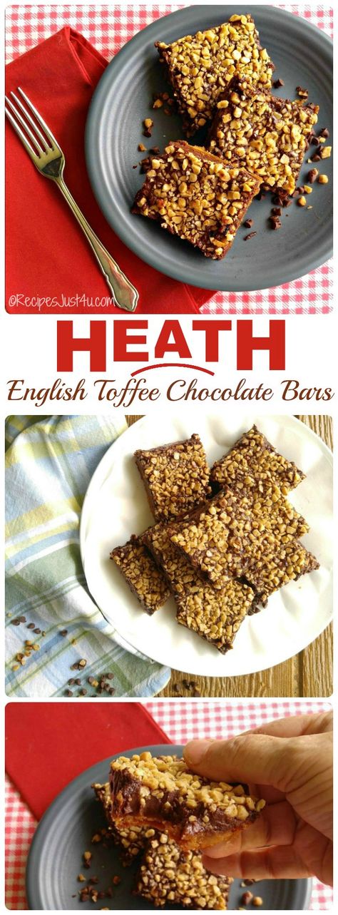 These Heath English toffee chocolate bars are so decadent. They make the perfect sweet treat. recipesjust4u.com Toffee Chocolate Bars, Chocolate Bars Recipe, Chocolate Toffee Bars, Chocolate Bar Recipe, Soda Crackers, Toffee Chocolate, Toffee Bars, English Toffee, Toffee Bits