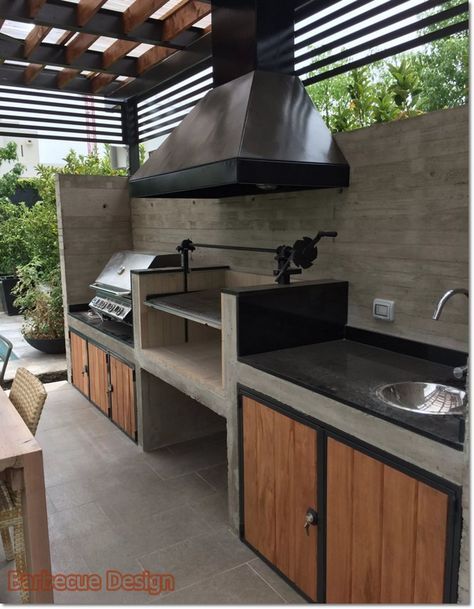 Small Outdoor Kitchens, Kitchen Arrangement, Kitchen Bar Design, Outdoor Bbq Area, Barbecue Design, Outdoor Barbeque, Modern Outdoor Kitchen, Outdoor Kitchen Decor, Kitchen Design Layout