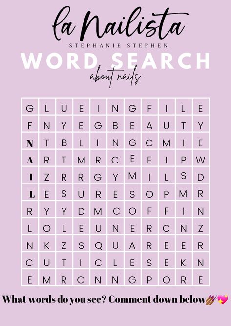 Word search, nails, nail Word search, nail puzzles, Instagram story, story content, content creator, branding, marketing, small business, nail tech Nail Tech Content Planner, Nail Content For Instagram, Nail Tech Instagram Posts, Nail Content Ideas, Salon Content, Social Media Hashtags, Story Content, Nail School, Nail Tech School