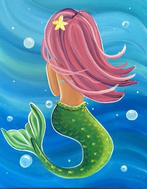 Mermaid Painting Easy, Mermaid Paintings, Painting Mermaid, Mermaid Canvas, Mini Toile, Kids Canvas Art, Mermaid Artwork, Paintings Canvas, Mermaid Painting