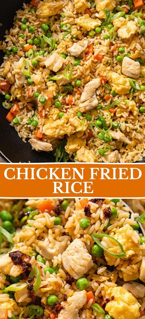 Learn the secrets to the best Chinese chicken fried rice recipe! It comes together in 15 minutes and will become a new favourite! Chicken For Fried Rice, Fried Rice With Chicken Recipes, Stir Fried Rice With Chicken, Chicken Friend Rice, Chinese Rice Casserole, Fried Chicken Rice Recipe, Chicken Stir Fried Rice Recipe, Chicken Fried Rice Casserole, Breaded Chicken And Rice