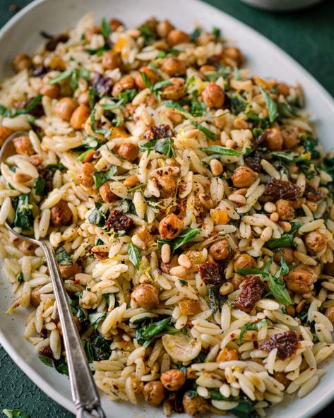 Chick Pea Orzo Salad, Lemony Orzo Pasta Salad, Spring Orzo Pasta Salad, Broccoli Orzo Salad, Vegetarian Orzo Salad, Lentil Orzo Salad, Pasta Salad Recipes Orzo, Orzo Salad Lemon, Salad For Big Group