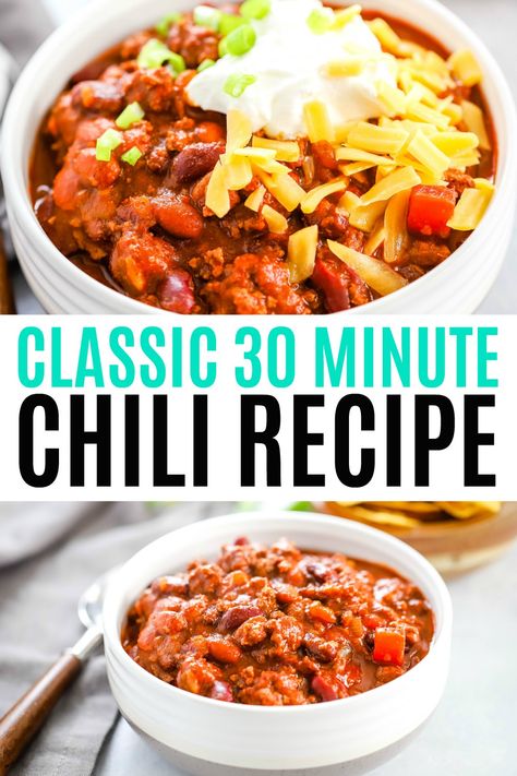 30 Min Chili, Fast And Easy Chili Recipe, Easy Fast Chili Recipe, Quick And Easy Chilli Recipe, Chili Recipe No Tomato Sauce, Easy Chilli Recipe Stovetop, Microwave Chili Recipe, Quick Chili Recipe Stovetop, Fast Chili Recipe