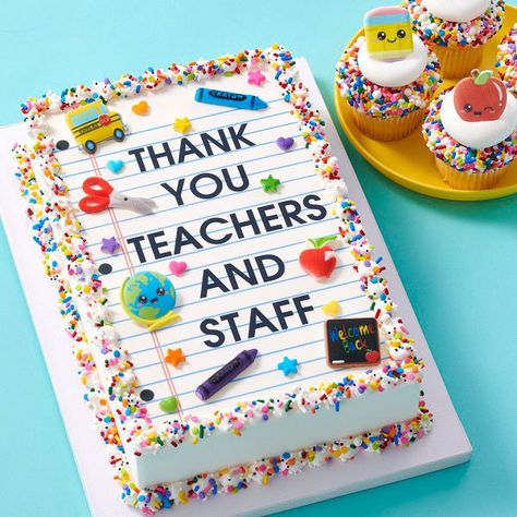 Cake supplies and decorations for bakeries. Birthday Cake For Teacher Ideas, Arthur Birthday Party, Teacher Birthday Cake, Back To School Treats, Teacher Cakes, Sheet Cake Designs, Ideas For Back To School, Teacher Birthday, Cake Supplies