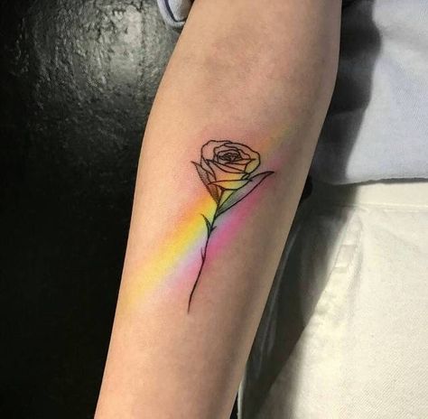 rose, tattoo, and aesthetic image Lgbt Tattoo, Rainbow Tattoo, Tattoos Aesthetic, Tatuagem Masculina Pequena, Rainbow Tattoos, Small Rose Tattoo, Muster Tattoos, Inspiration Tattoos, Geniale Tattoos