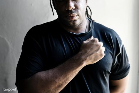 African American man with a fist over his chest | premium image by rawpixel.com Hand In Chest Pose, Hand On Chest Pose, Hand On Chest, African American Man, Black Person, Male Hands, Fraternity, Art Class, Pose Reference