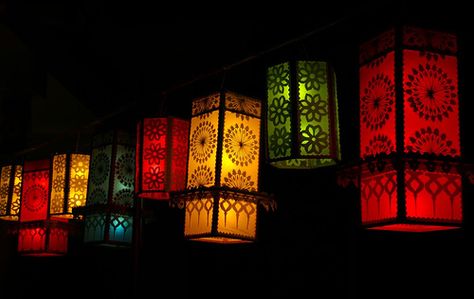 Vesak decor by NavindaK, via Flickr Vesak Lantern, Bollywood Party Decorations, Lantern Crafts, Diwali Lantern, Colourful Living Room Decor, Lantern Ideas, Back Garden Design, Frame By Frame Animation, Supreme Wallpaper