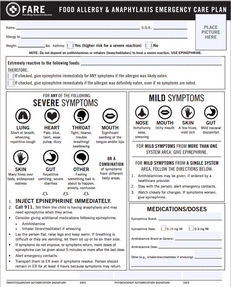 Preschool Allergies:  I HIGHLY recommend the form from F.A.R.E to the right be used and placed in the enrollment folder of EVERY child who has an allergy.    Click the picture to the right to download the free form.    Choose the "Food Allergy & Anaphalaxis Emergency Care Plan" (it is the first form on the page). Allergy Forms For Daycare, Daycare Paperwork, Preschool Director, Tree Nut Allergy, Food Allergies Awareness, Daycare Forms, School Nursing, Allergy Awareness, Anaphylactic Shock