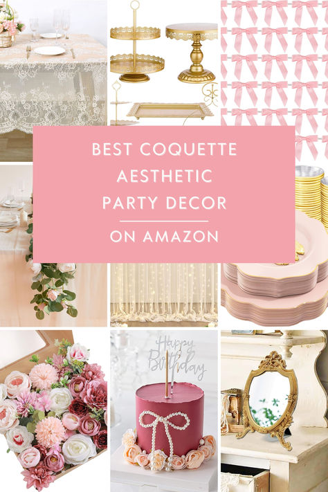 Amazon Party Decorations, Coquette Backdrop Party, Easy Diy Bridal Shower Decor, Bridal Shower Coquette, Coquette Wedding Decor, Coquette Bridal Party, Coquette Party Favors, Coquette Party Decor, Coquette Bachelorette Party