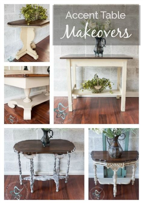 Accent Table Makeovers Old Side Table, Window Table, Small Accent Tables, Furniture Painting Techniques, Wood Finishes, Diy Furniture Easy, Diy House Projects, Painting Furniture, Painting Furniture Diy