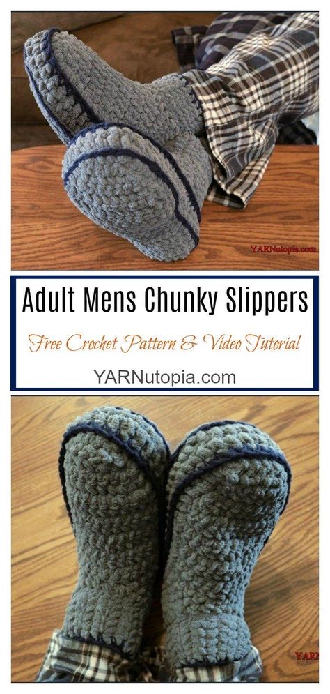 Mens Slippers Crochet Pattern, Mens Slippers Crochet, Crochet Slippers Adult Free Pattern, Chunky Slippers, Crochet Slipper Boots, Elegant Slippers, Crochet Slipper, Crochet Men, Crochet Slippers Free Pattern