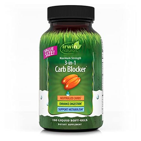 Irwin Naturals Maximum Strength 3-in-1 Carb Blocker - Neutralize Carbohydrates and Support Metabolism - 150 Liquid Softgels Apple Cider Vinegar Capsules, Apple Cider Vinegar Pills, Meal Replacement Bars, Muscle Bodybuilder, Carb Blocker, Meal Replacement Shakes, Healthy Oils, Diet Supplements, Boost Your Metabolism