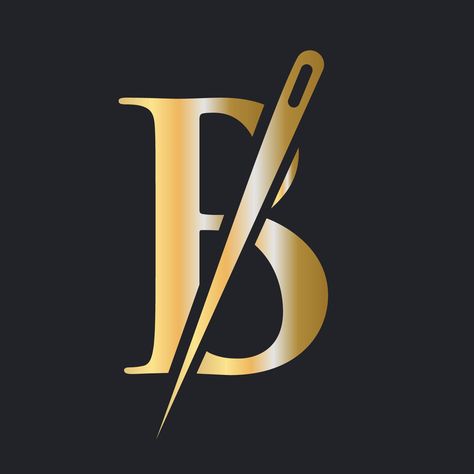 Initial Letter B Tailor Logo, Needle and Thread Combination for Embroider, Textile, Fashion, Cloth, Fabric, Golden Color Template Tailor Logo, Color Template, B Letter Logo, Textile Fashion, Cloth Fabric, Textiles Fashion, Letter B, Initial Letter, Initial Letters