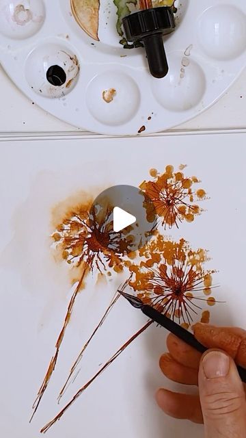 Diane Antone Studio on Instagram: "Ink and Wash Seedheads using QTips, Glass Pen & Waterbrush | Timelapse Preview of Realtime YouTube Tutorial: https://youtu.be/EgKHqKfNNiY #watercolor #inklineart #inkandwash #inkandwatercolor #lineandwash #sepia #sennelierink #monochrome #monochromeart" Sepia Watercolor Paintings, Ink And Wash Watercolors, Diane Antone, Ink And Wash, Glass Pen, Ink Pen Art, Walnut Ink, Ink Wash Painting, Pen And Wash