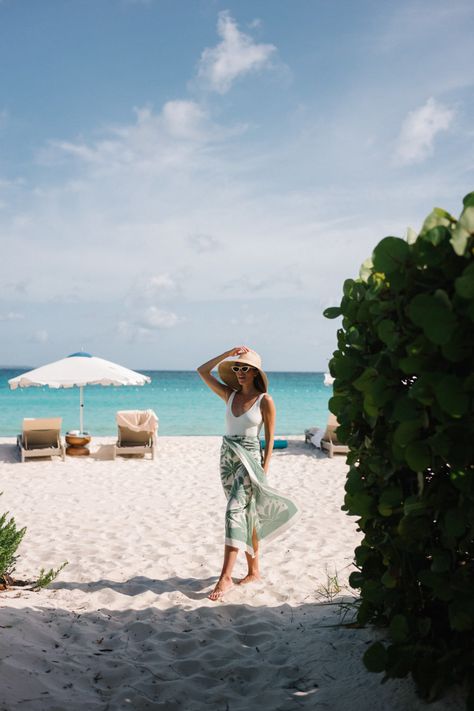 Away To Anguilla - Julia Berolzheimer Janessa Leone Hat, Johanna Ortiz Dresses, Big Umbrella, Borgo De Nor, Travel Picture Ideas, Raffia Sandals, Julia Berolzheimer, Ocean Treasures, Travel Capsule