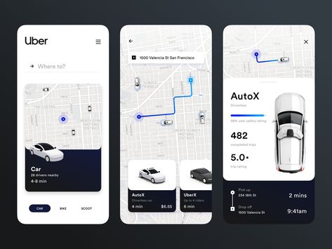 Uber goes autonomous by Phillip Hodge Uber App Design, Ride Sharing App, Prototype App, Car Sharing App, Bus App, Uber App, Car Ui, Taxi App, Uber Ride