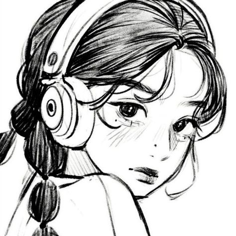 artist insta: chimoart_ // icon Headphones Drawing, Animation Art Sketches, Anime Cover Photo, Digital Art Girl, Sketchbook Art Inspiration, A Drawing, Art Reference Photos, 그림 그리기, Aesthetic Art