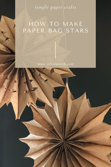 Diy Paperbag Stars, Paper Bags Stars Diy, Paper Bag Christmas Star Diy, Christmas Paperbag Crafts, How To Make Brown Paper Bag Stars, Brown Paper Bag Stars Diy, Stars From Paper Bags, Brown Paper Stars Christmas, Stars Out Of Paper Bags