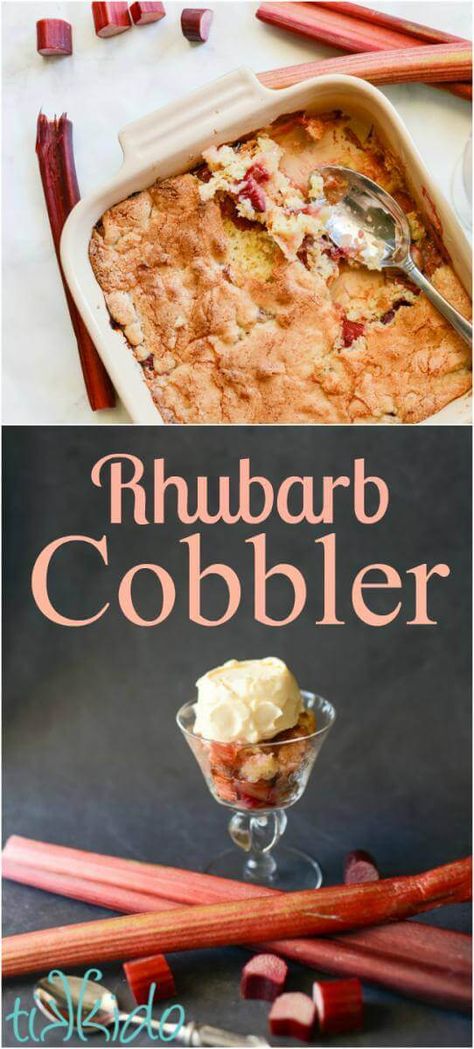 Rhubarb Cobbler Strawberry Rhubarb Cobbler, Rhubarb Cobbler, Cobbler Easy, Strawberry Treats, Rhubarb Desserts, Yummy Desserts Easy, Fruit Cobbler, Cobbler Recipe, Crumble Recipe