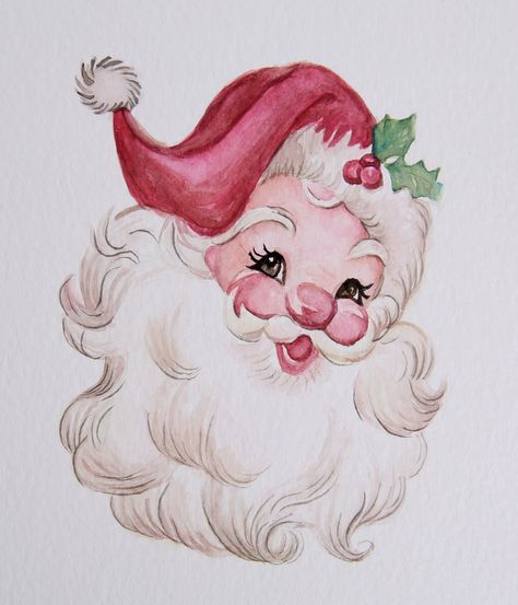 Santa Claus Santa Watercolor Painting, Watercolor Santa Claus Easy, Santa Watercolor Christmas Art, Santa Claus Drawing Illustration, Cute Santa Drawing, Easy Santa Painting, Santa Claus Sketch, Santa Sketch, Santa Drawings