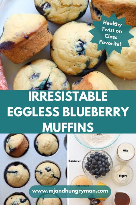 Craving a scrumptious treat without eggs? Look no further than these divine Eggless Blueberry Muffins! Moist, fluffy, and bursting with juicy berries, they're the perfect blend of tangy yogurt, applesauce, and zesty lemon. Whether it's a quick breakfast or a sweet snack, these muffins hit the spot. Plus, they're allergy-friendly and so easy to whip up! Pin this recipe for a delightful twist on a classic favorite. Eggless Muffins For Baby, Baby Muffins No Egg, Blueberry Muffins Eggless, No Egg Muffins Recipe, Blueberry Muffins Without Eggs, Egg Free Muffins For Baby, Egg Free Snacks For Kids, Egg Free Toddler Breakfast, Egg Free Baby Recipes