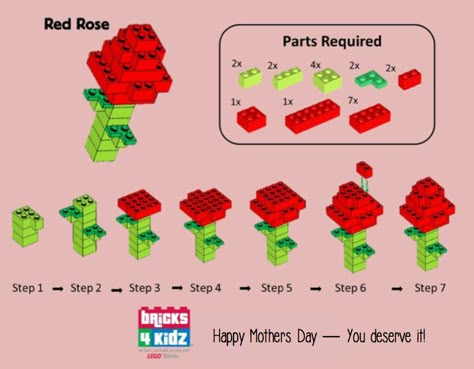 Lego Diy Projects, Lego Basic, Easy Lego Creations, Lego Flowers, Lego Challenge, Lego Building Instructions, Lego Club, Construction Lego, Lego Diy