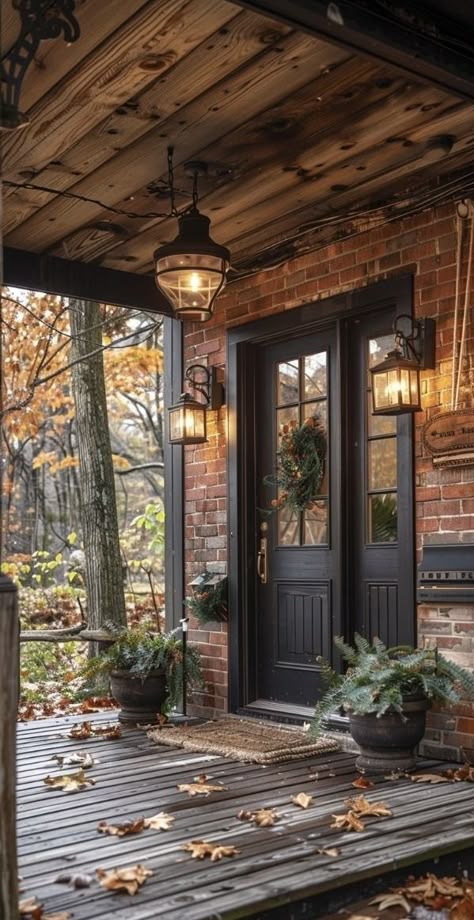 Front Porch Lighting Ideas, Porch Lighting Ideas, Front Porch Lighting, Cabin Exterior, Porch Lighting, Porch Patio, Lighting Ideas, Log Homes, Cabin Decor