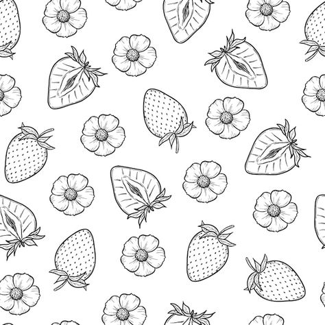 Strawberry Line Drawing, Botanical Outline, Strawberry Screen Print, Drawing For Coloring, Strawberry Pattern Illustration, Strawberry Vector, Monochrome Drawing, Pattern Packaging, Packaging Logo