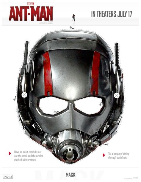 Free Printable Marvel Ant-Man Mask Ant Man Mask, Ant Man Movie, Mask Template Printable, Marvel Party, Printable Masks, Masks Crafts, Mask Template, The Good Dinosaur, Man Party